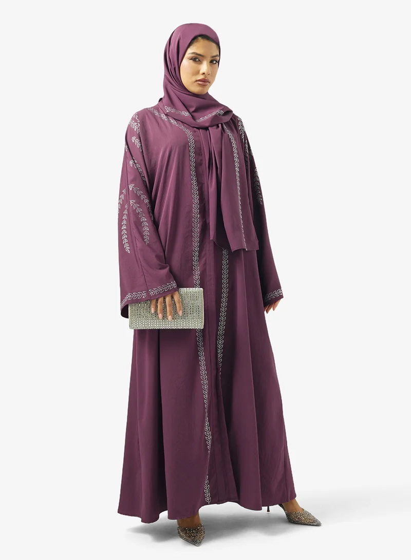 خزانة Embellished Abaya With Sheila